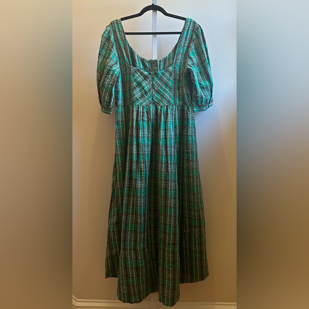 NWT Free People Tulie Plaid Midi Dress M - MSRP $168 Green Jade Combo - Picture 6 of 14